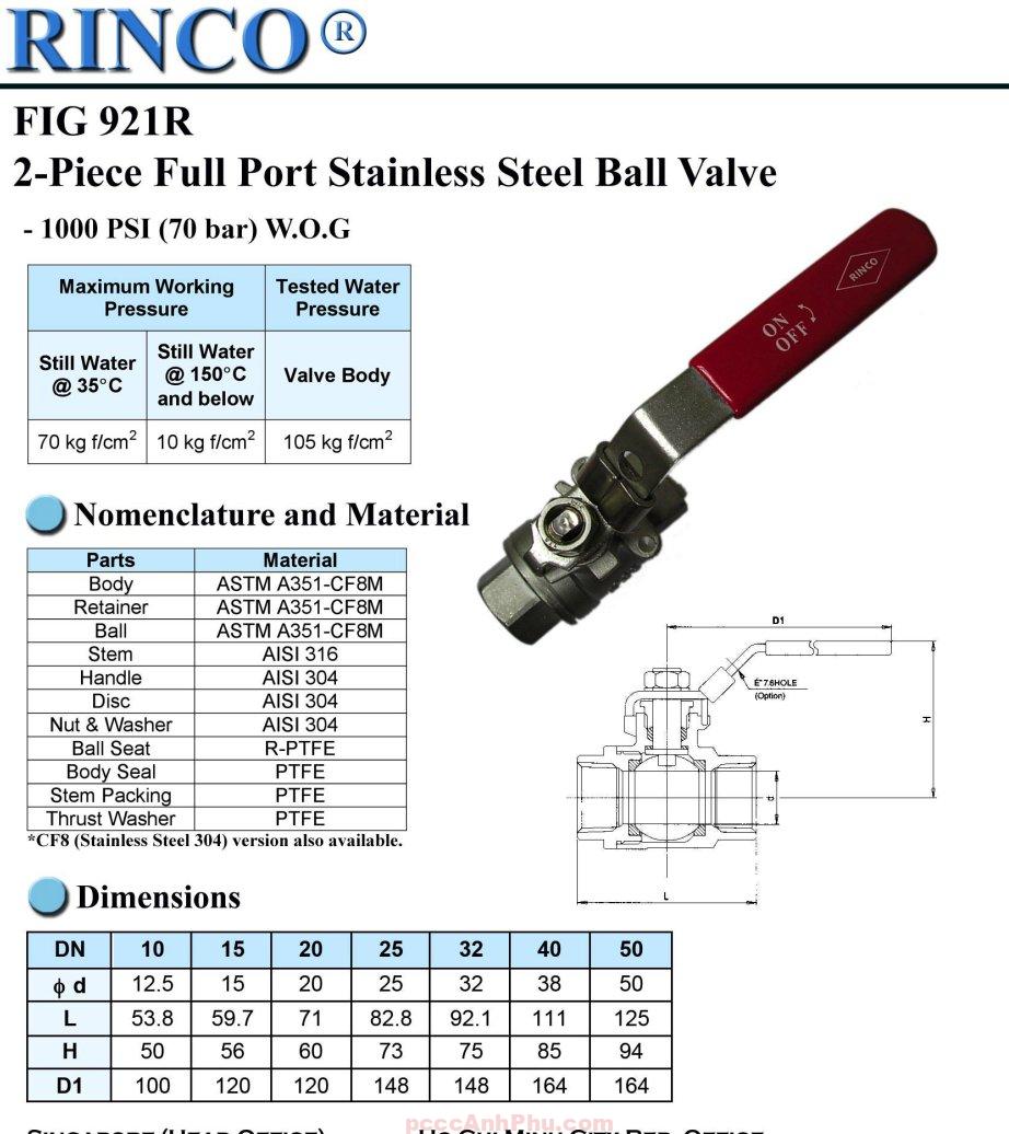 Datasheet van bi inox Rinco FIG 921R DN10