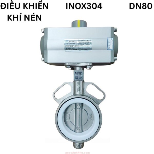 Van Bướm Inox điều Khiển Khí Nén Haitima Dn80